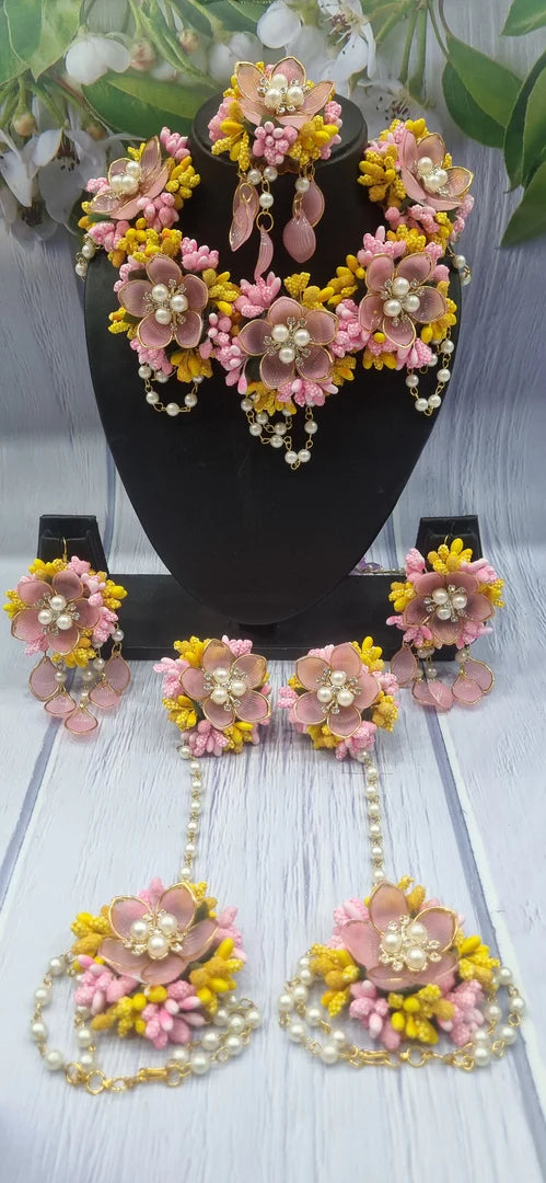 ACRYLIC PINK FLOWER HANDMADE Jewellery Sets for Womens