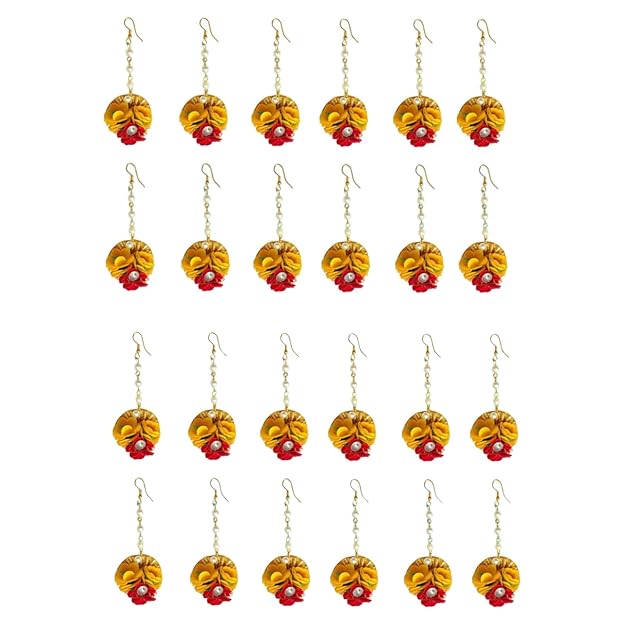 Artificial Yellow Flower Designer maangtika Earring combo For Women/ Flower Jewllery Floral Maangtika ,Earrings, Maang Tikkas for Women - Trendy matha patti, artificial jewelry, Mangtika for girls , Festive functions Haldi Mangtika 24 ps