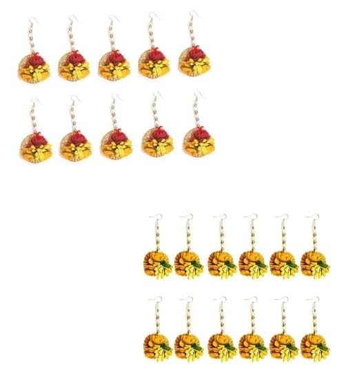 (Pack of 20) 10 Haldi & 10 Mehendi Flower Maang Tikka Set for Wedding | Shaadi| Haldi | Mehandi | Party in Yellow Colour for Girls and Women