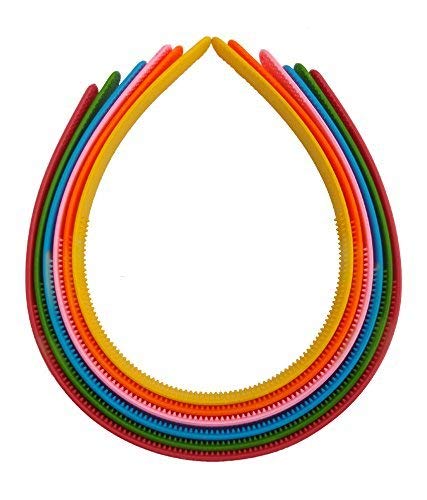 Girls Set Of 12 Multi Color Plastic Hair Bands-random multi colour(wide)