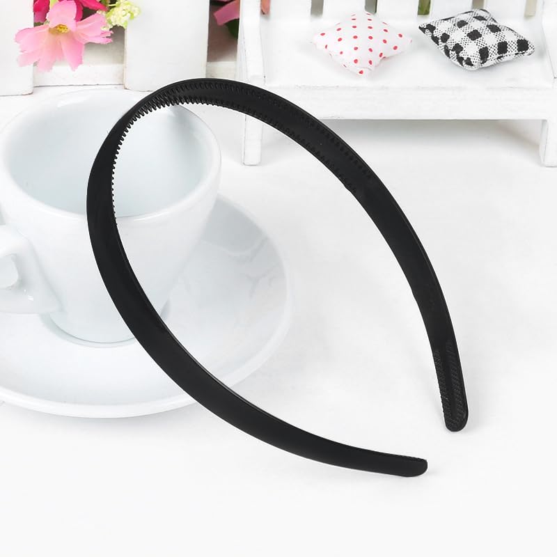 Set Of 12 Plastic Hair Bands for Girls & women (MEDIUM, BLACK)