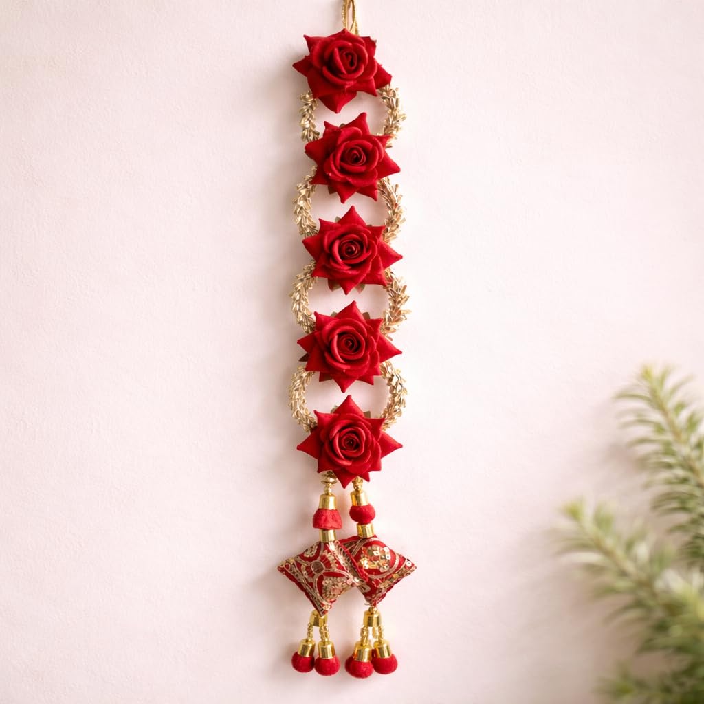Handmade Punjabi Paranda for Women – Traditional Patiala Shahi Hair Parandi/Braid Extension Choti with Tassels, Bridal & Festive Ethnic Hair Accessory (Maroon Rose) Pack of 2