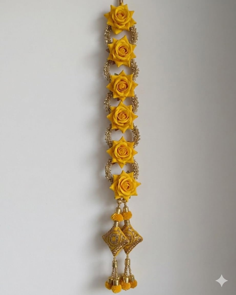 Hair Extensions Punjabi Paranda with Vibrant Yellow Artificial Foam Rose, Traditional Hair Accessory, 1 Pc