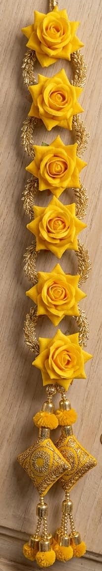 Hair Extensions Punjabi Paranda with Vibrant Yellow Artificial Foam Rose, Traditional Hair Accessory, 1 Pc