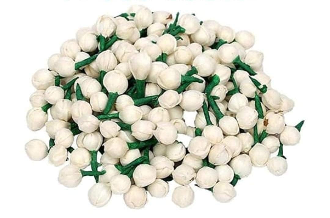 Artificial Mogra Buds/Jasmine Flower for Jewellery Making, Craft Material Hair Accessory Set (White- 500 Buds)