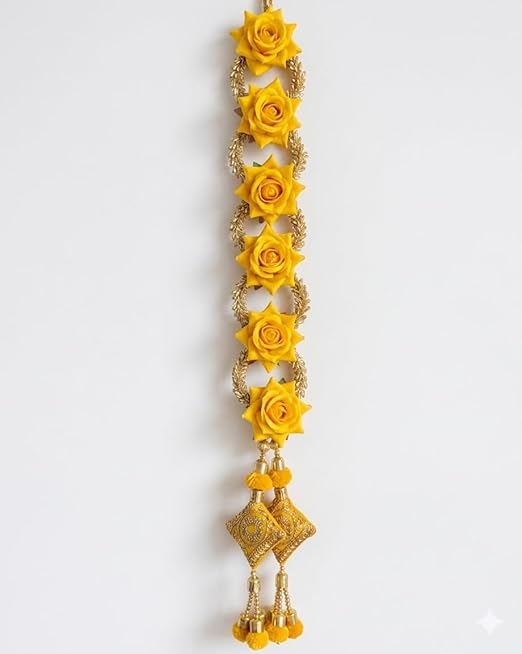Hair Extensions Punjabi Paranda with Vibrant Yellow Artificial Foam Rose, Traditional Hair Accessory, 1 Pc