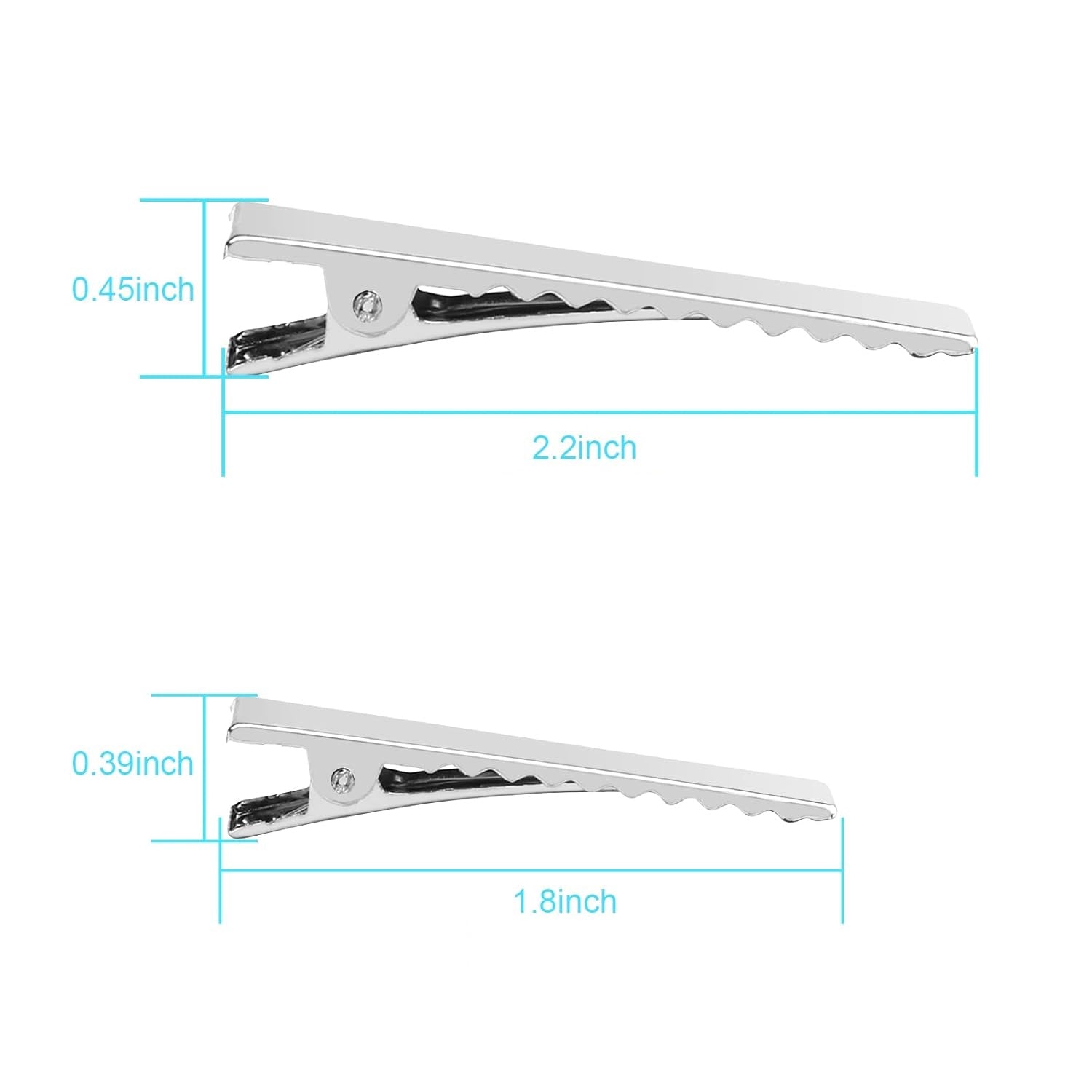 Alligator Hair Clips, 200 PCS Single Prong Metal Clips for Hair Bows and Crafts - Silver Flat Gator Clips in Bulk DIY Supplies for Accessory Making (1.8 Inch & 2.2 Inch)
