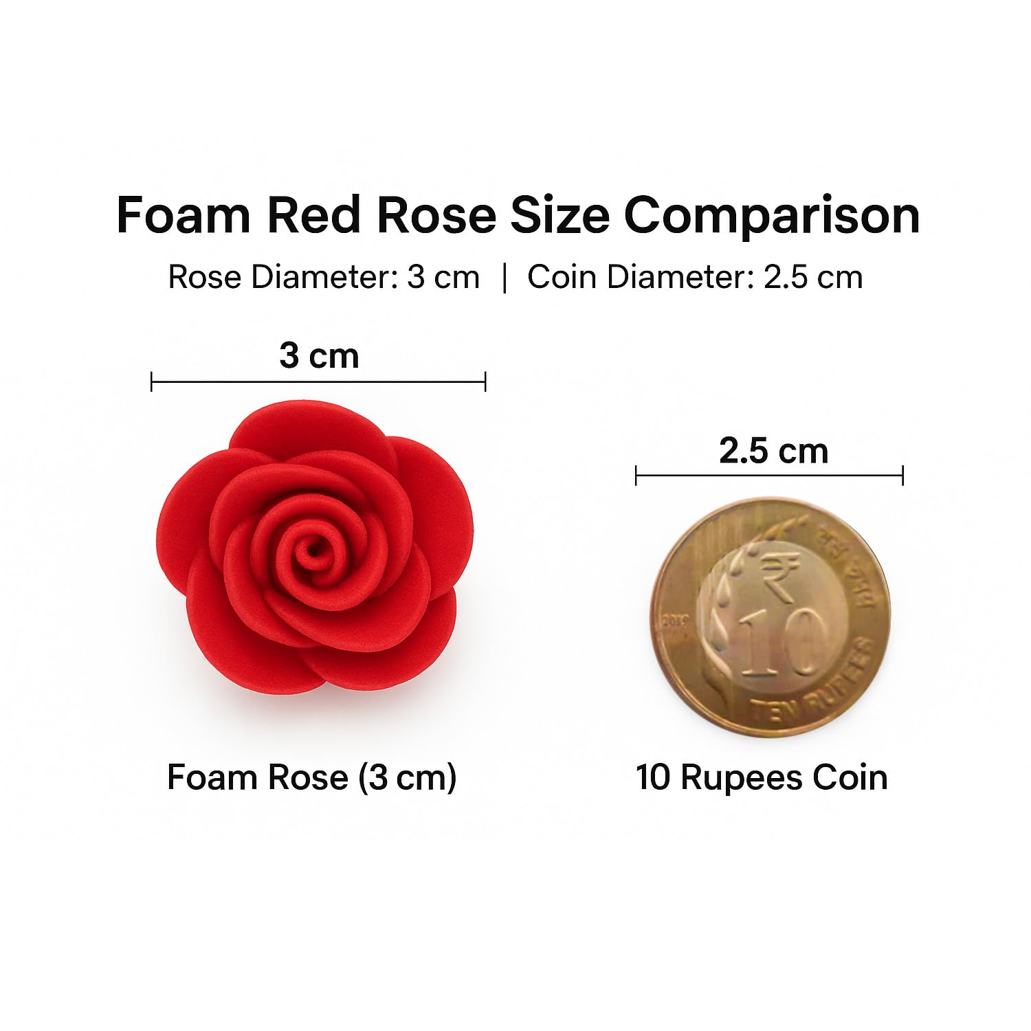 100 Pcs Small Dark Pink Foam Roses – Artificial Mini Flowers for Wedding, Party, Home & Puja Decoration | Pooja Thali, Temple Decor, Valentine’s, Baby Shower, DIY Crafts & Gifts (Pink)