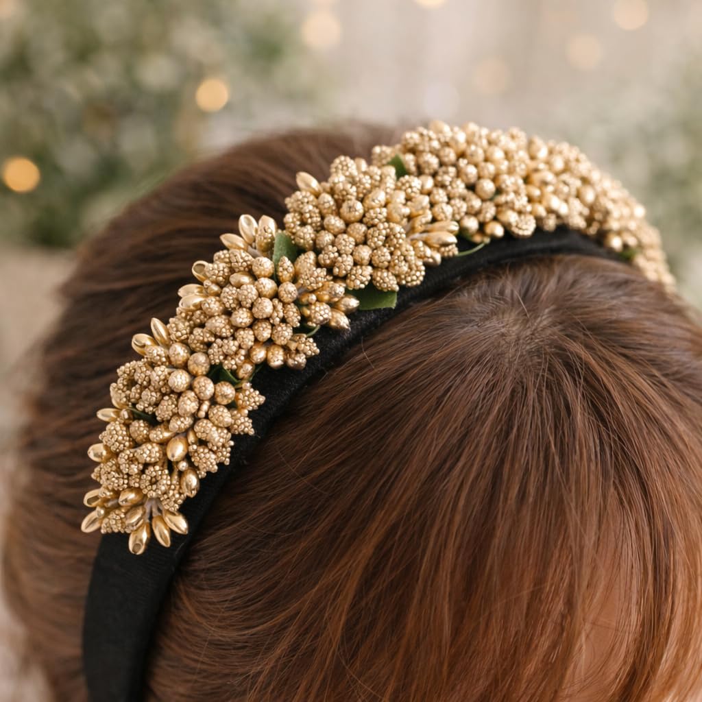 12 Bunch Decorative Artificial Gold Pollen Flower Perfect for Tiara, Wedding Jewelry & DIY Making Flowers for Bouquet, Hamper, Trousseau Decoration Items(12 Bunch of 144 Pollen Each)