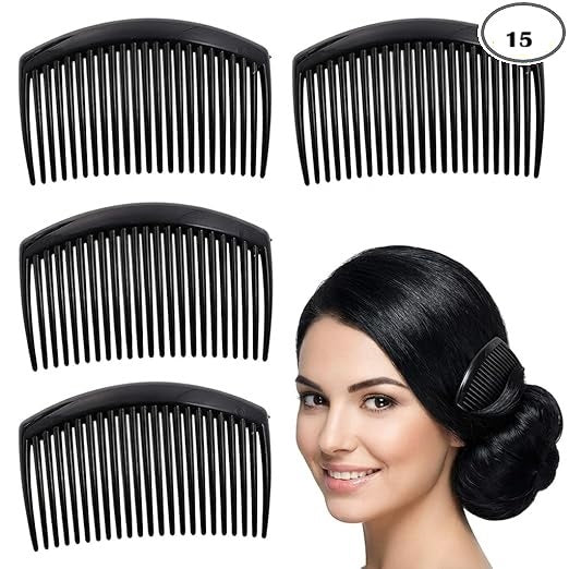 15 Pieces Thin Side Comb (Black) Hair Clip Hairpin Plastic Hair Slides Hair Accessories for Women and Girls