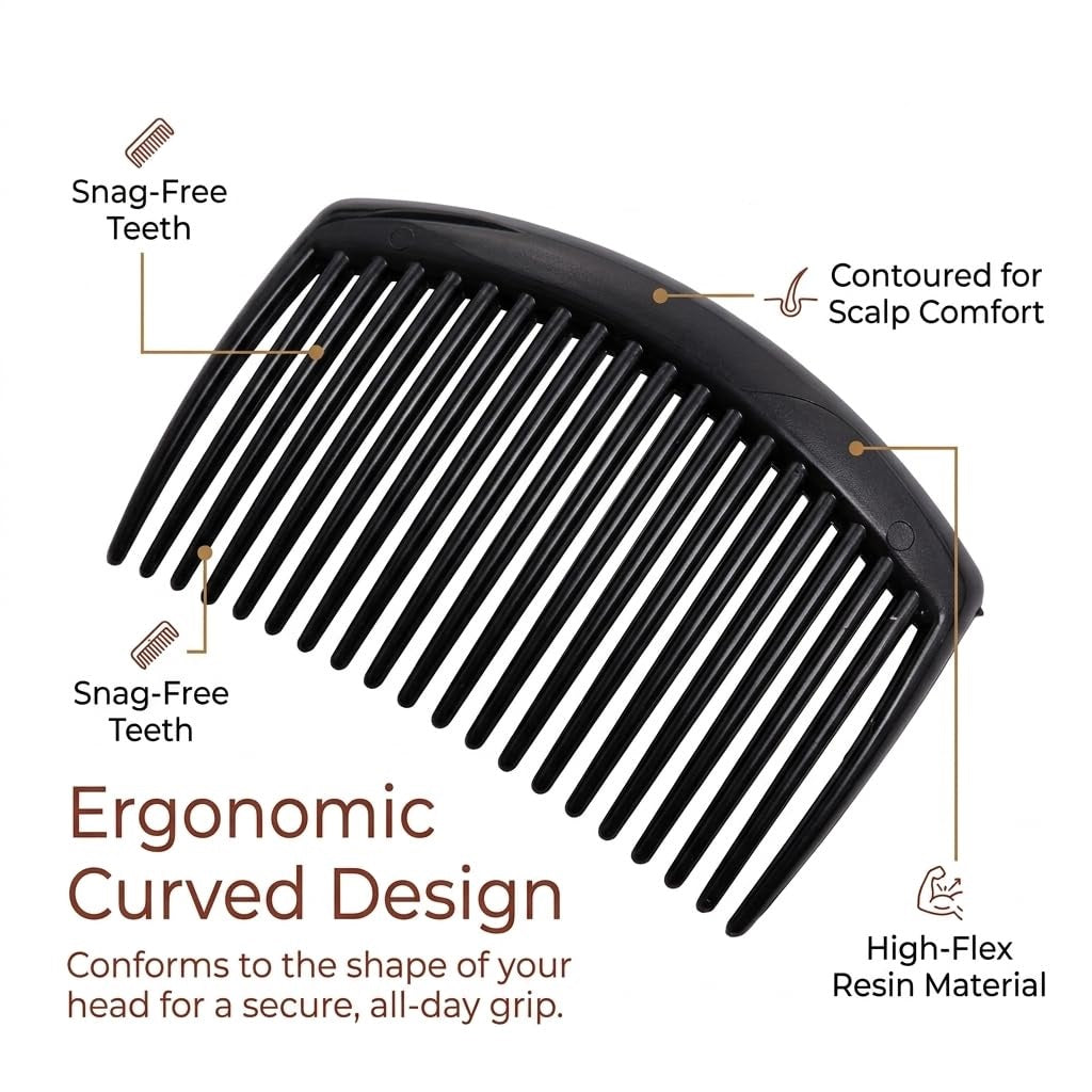 15 Pieces Thin Side Comb (Black) Hair Clip Hairpin Plastic Hair Slides Hair Accessories for Women and Girls