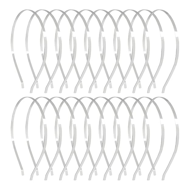 20 Pack Bulk 4 MM Thin Silver Gold Black Plain Blank Hard Metal Headbands Skinny Base Headband Slim Simple Wire Hair Bands Frame DIY Crafts Accessories for Women Girls Adults