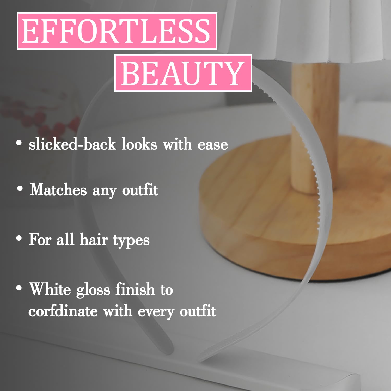 12 Pcs White Plastic Hairbands – Non-Slip Thick & Thin Hair Hair Accessories for Girls