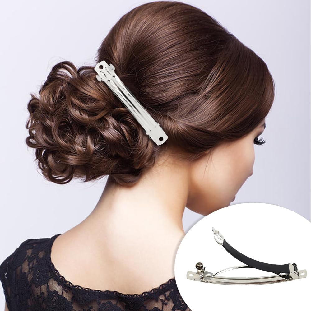 Silver Plated Hair Clip French Barrettes for Girls & Women, Pack of 50 Pcs DIY Craft 7cm Silver