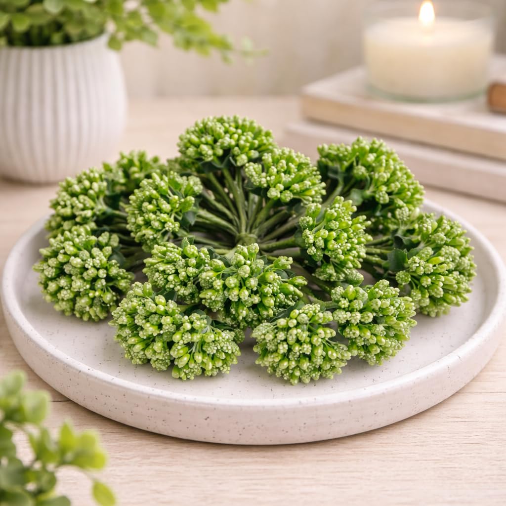 12 Bunch Decorative Artificial Gold Pollen Flower Perfect for Tiara, Wedding Jewelry & DIY Making Flowers for Bouquet, Hamper, Trousseau Decoration Items(12 Bunch of 144 Pollen Each)