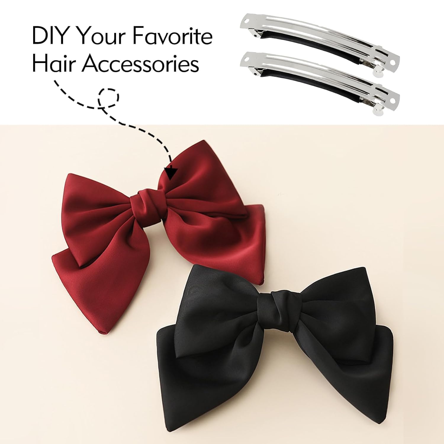 Silver Plated Hair Clip French Barrettes for Girls & Women, Pack of 50 Pcs DIY Craft 7cm Silver