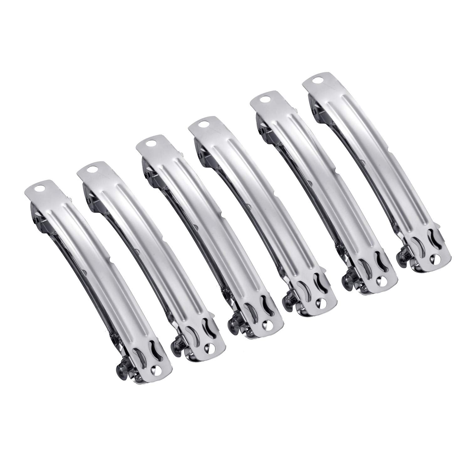 Silver Plated Hair Clip French Barrettes for Girls & Women, Pack of 50 Pcs DIY Craft 7cm Silver