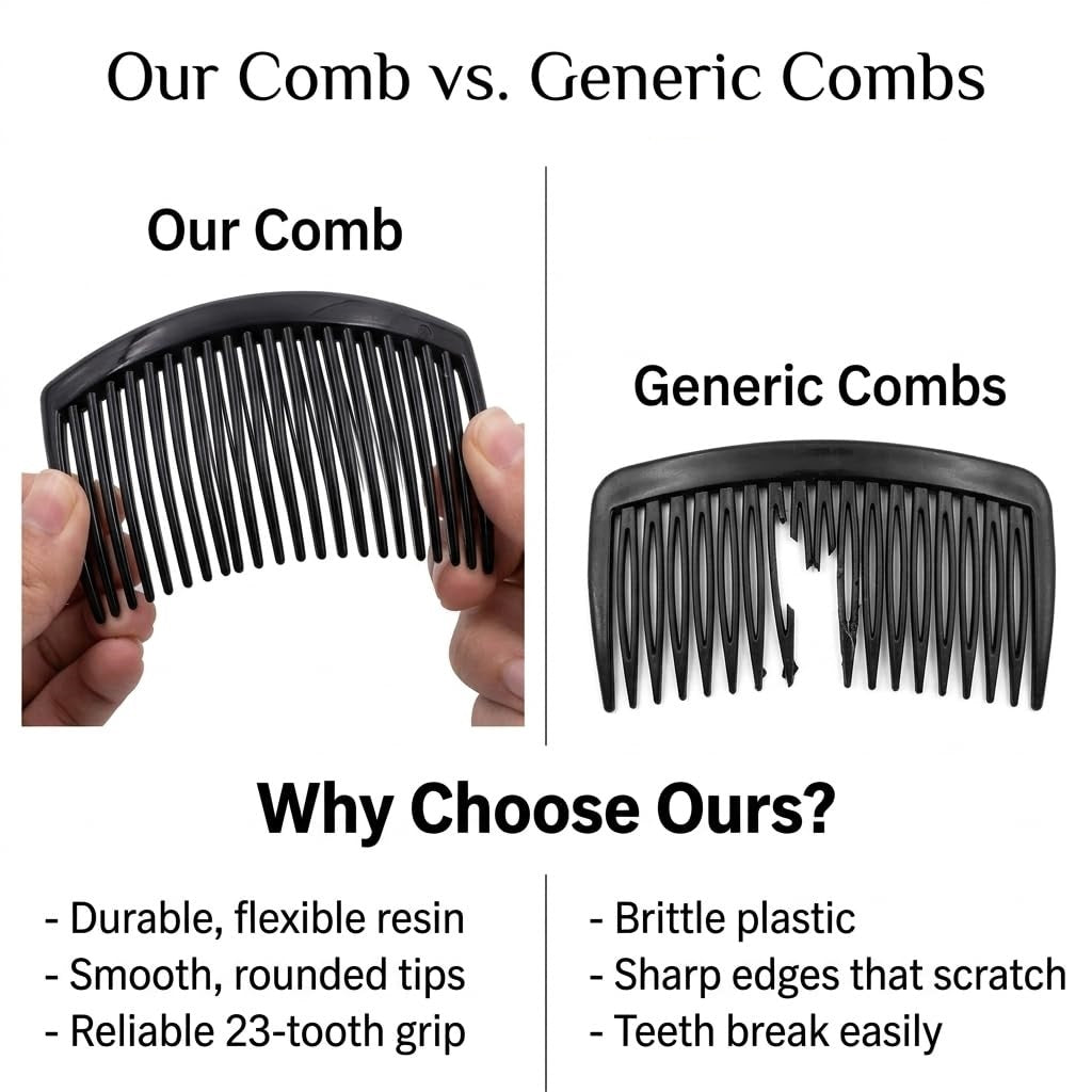 15 Pieces Thin Side Comb (Black) Hair Clip Hairpin Plastic Hair Slides Hair Accessories for Women and Girls