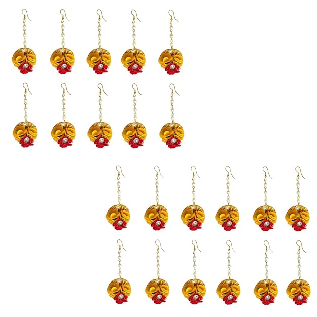 Designer Floral Maang Tikka Set of 24 for Women & Girls | Artificial Flower Bridal Hair Accessories | Bridesmaid Headpieces for Haldi, Mehndi, Weddings & Festive Occasions | Ethnic, Stylish & Lightweight Jewelry