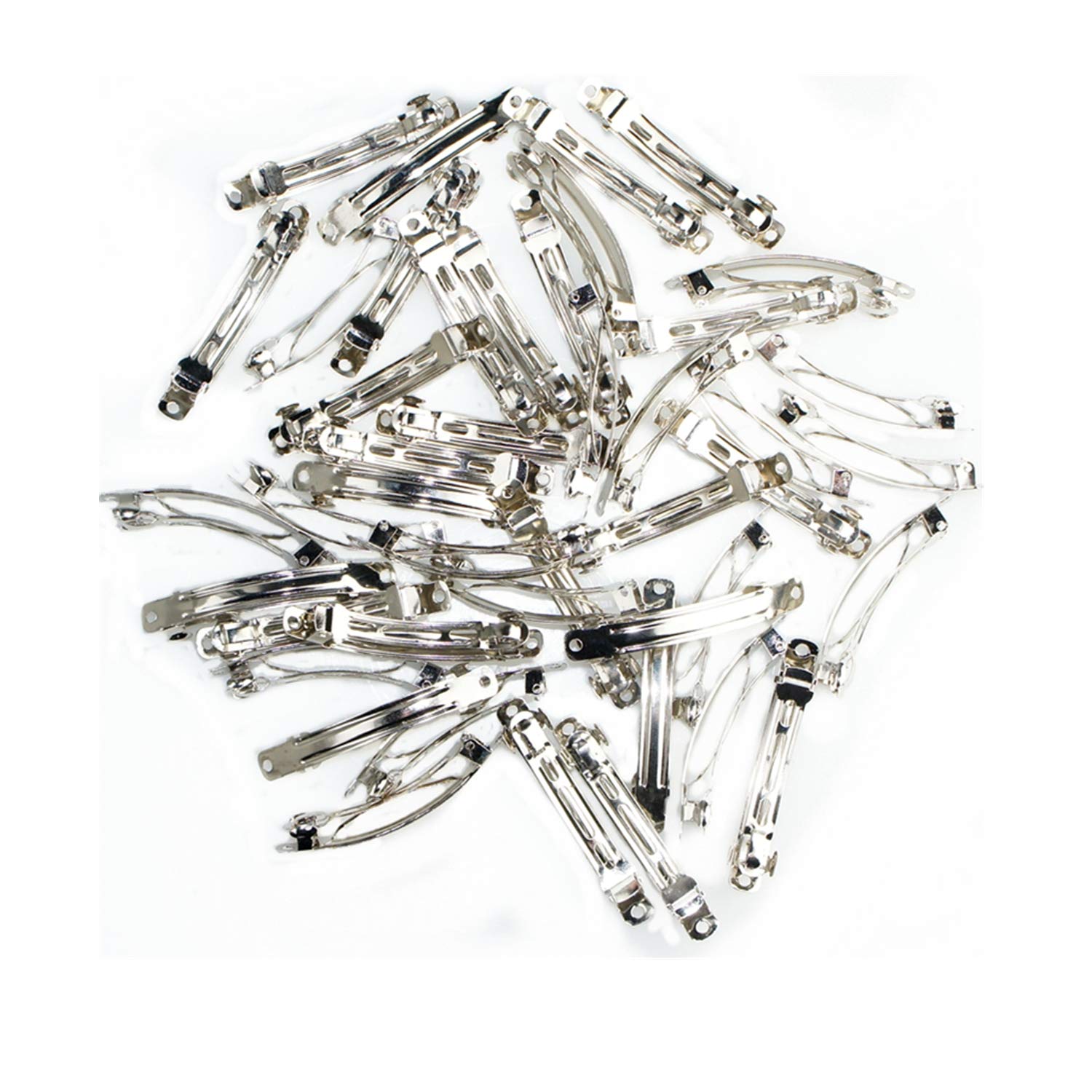 Hair Clips Silver Barrette Tic Tac Clip for Women (Pack of 50) (7 cm) For Everyday use