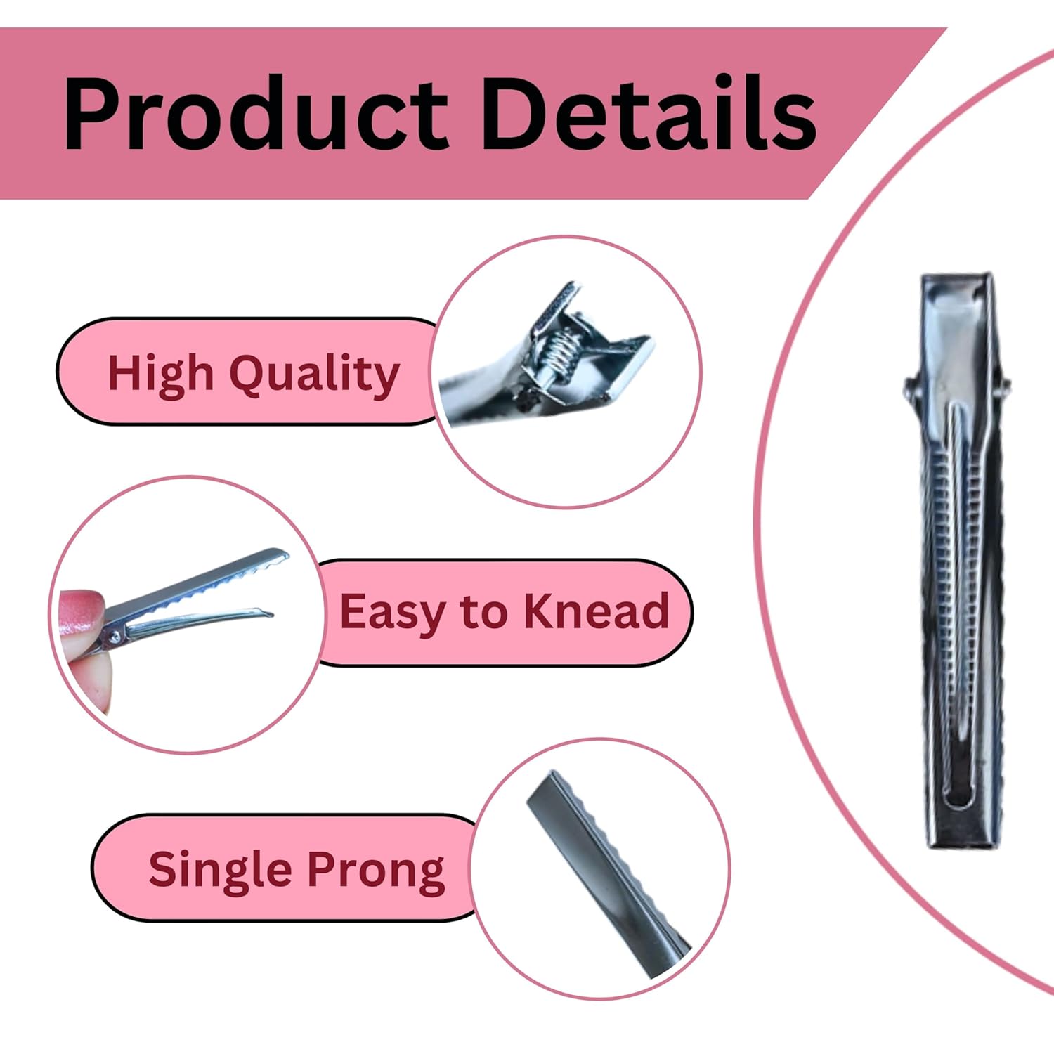 Flat Metal Single Prong Alligator Duckbills Diy Barrette Bow Hair Clips, Set Of 50 Pieces ( 4.5 cm )Silver