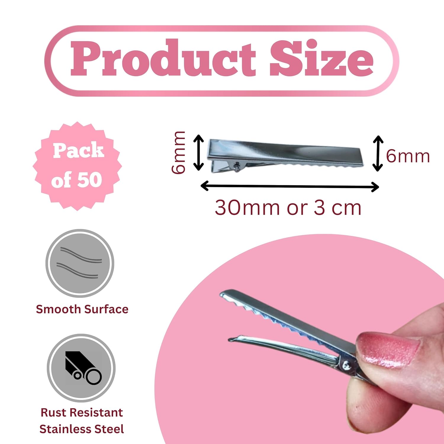 Flat Metal Single Prong Alligator Duckbills Diy Barrette Bow Hair Clips, Set Of 50 Pieces ( 4.5 cm )Silver