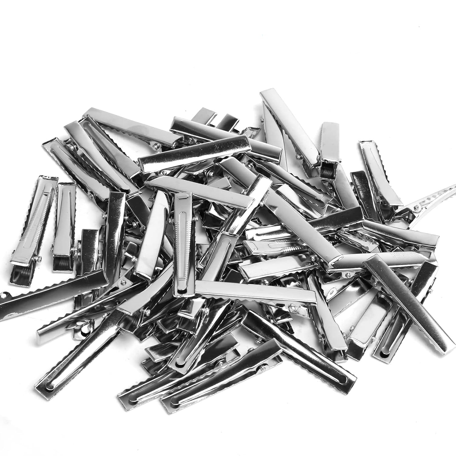 Alligator Hair Clips, 200 PCS Single Prong Metal Clips for Hair Bows and Crafts - Silver Flat Gator Clips in Bulk DIY Supplies for Accessory Making (1.8 Inch & 2.2 Inch)