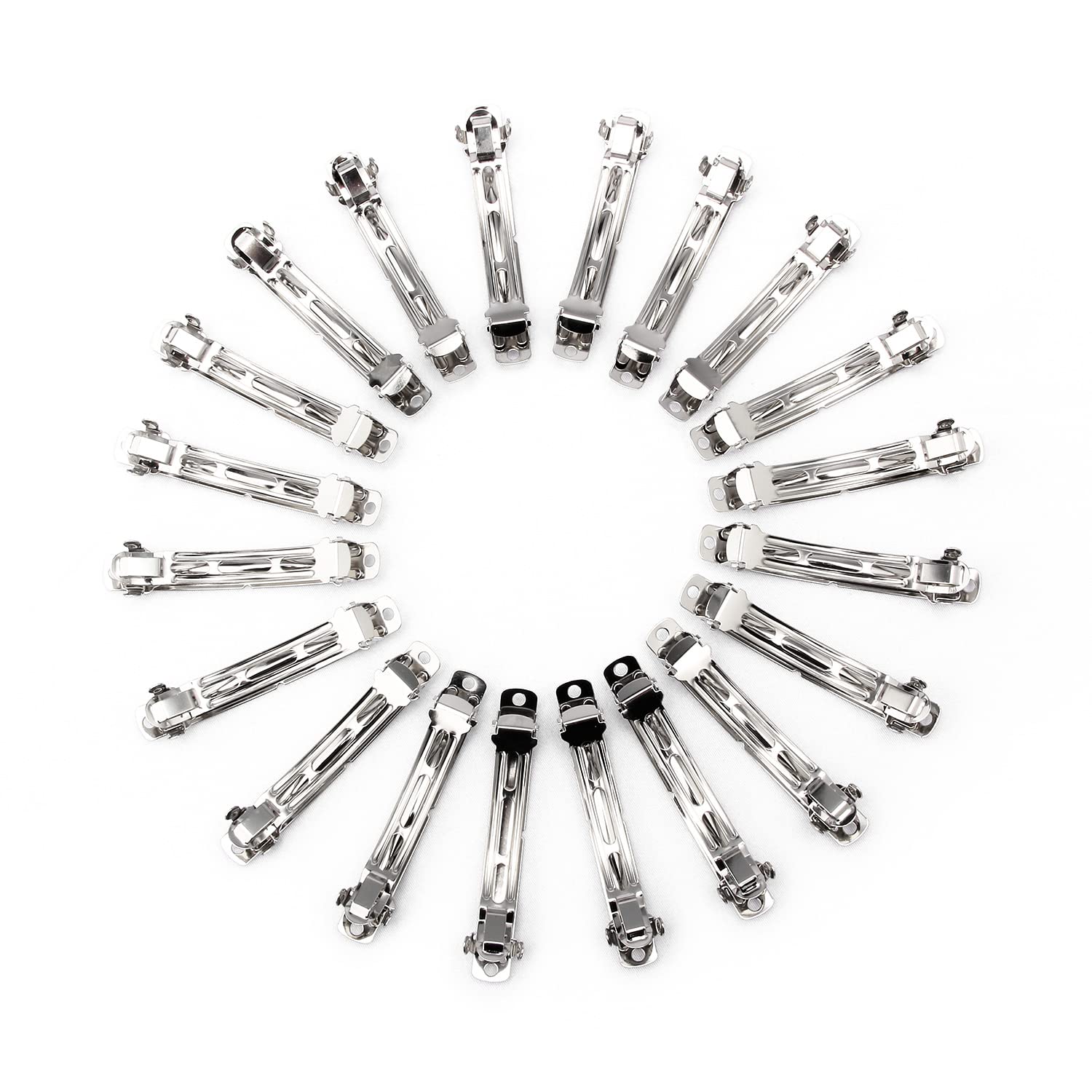 Silver Plated Hair Clip French Barrettes for Girls & Women, Pack of 50 Pcs DIY Craft 7cm Silver