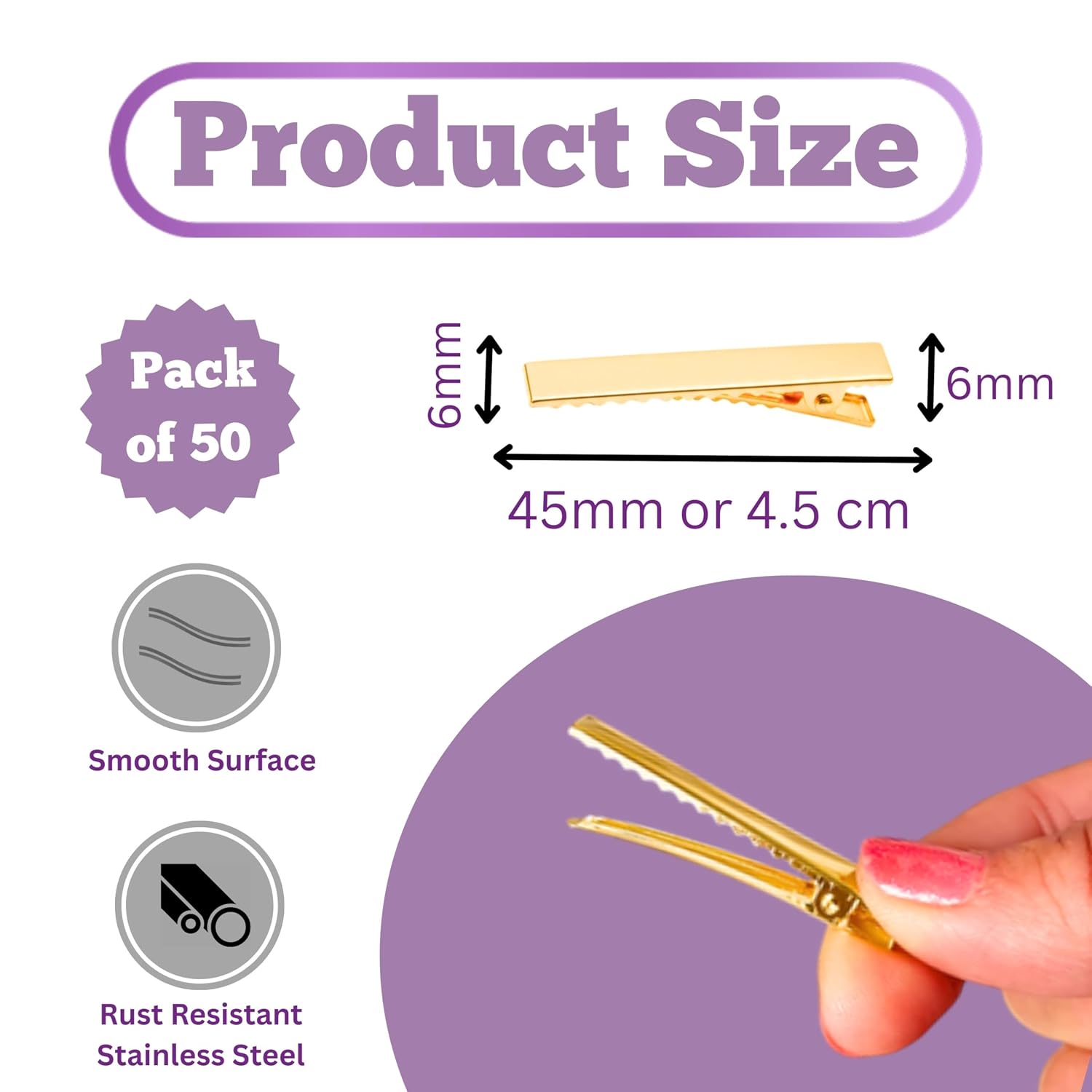 Plain Alligator Barrettes Metal Hair Pins Clips | Hair Styling Accessories for Girls and Women's ( 4.5 cm )