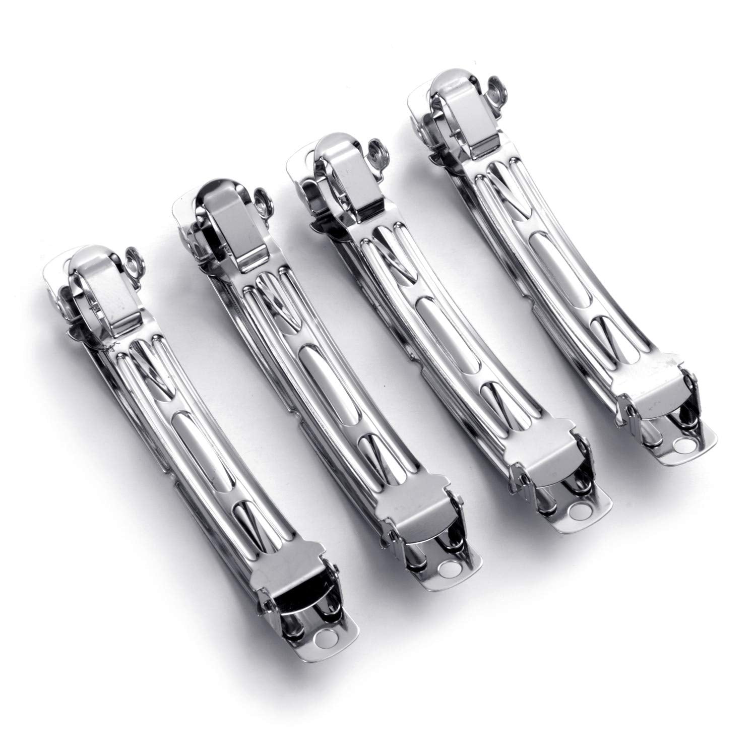 Silver Plated Hair Clip French Barrettes for Girls & Women, Pack of 50 Pcs DIY Craft 7cm Silver