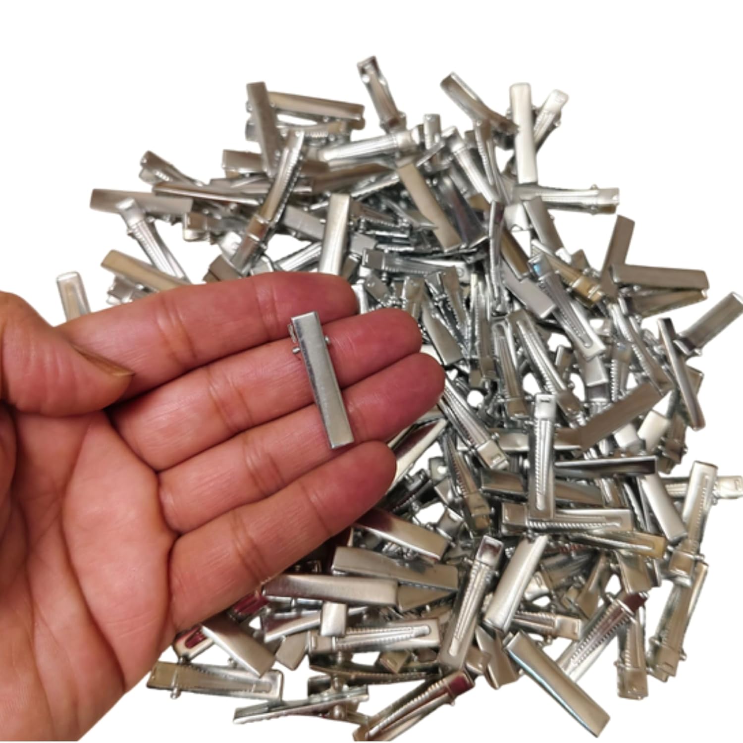 Flat Metal Single Prong Alligator Duckbills Diy Barrette Bow Hair Clips, Set Of 50 Pieces ( 4.5 cm )Silver