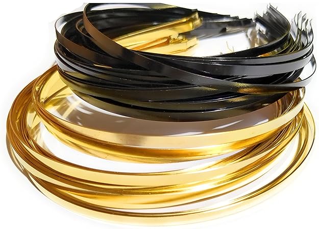 PLAIN STRONG AND FLEXIBLE METAL MADE paint and polished Hairband PACK OF 24 golden black COLOUR