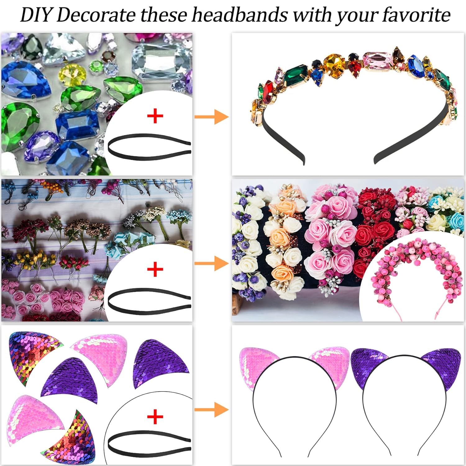 Golden Metal hairband (Pack of 10) | Free size head band for Kids Girls Women and DIY projects