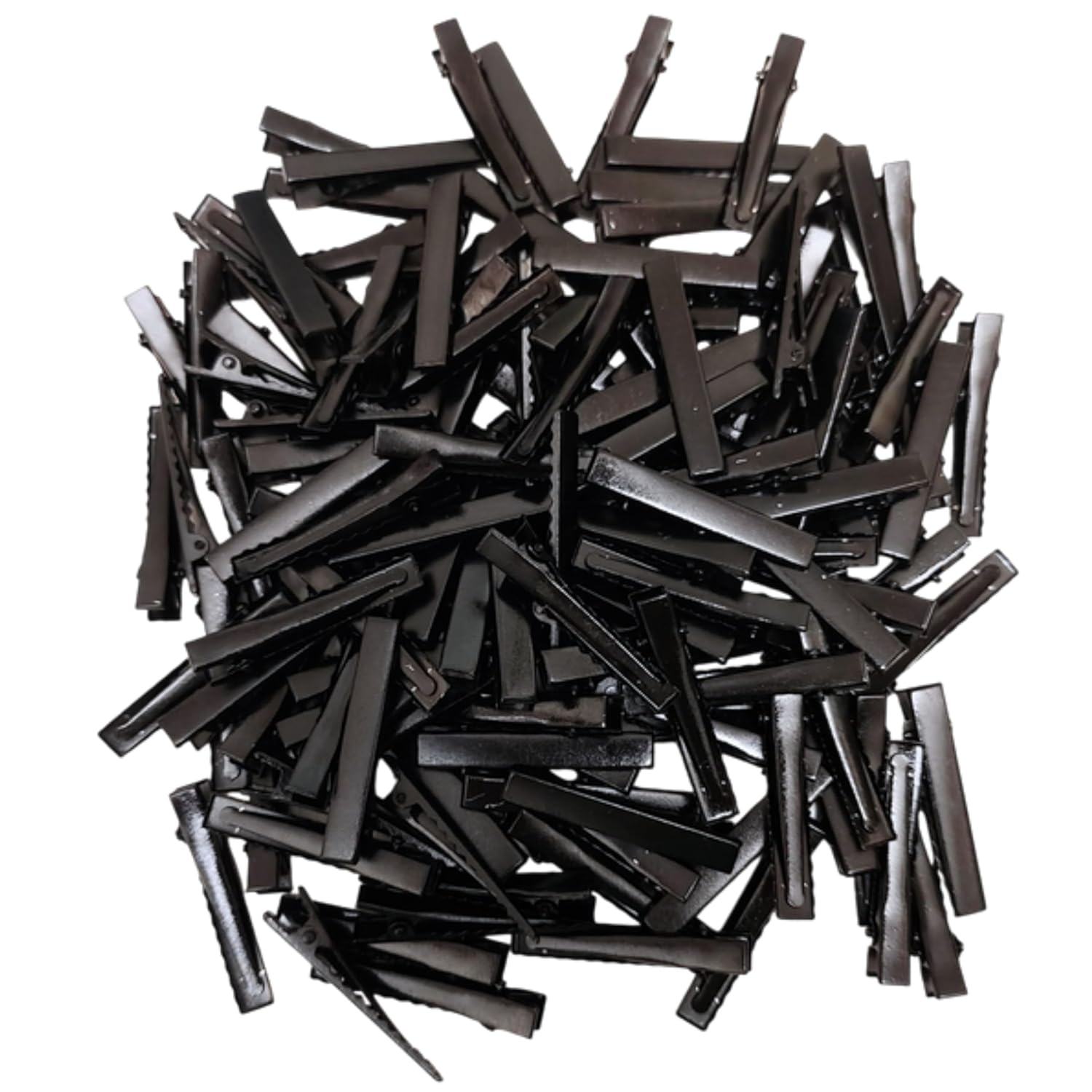 Black Single Prong Alligator Hair Clips Base for DIY Hair Accessories, Barrette Hair Clips for Bow Making, Salon, and Hair Styling (Black Flat (4.5 CM), Pack of 50)