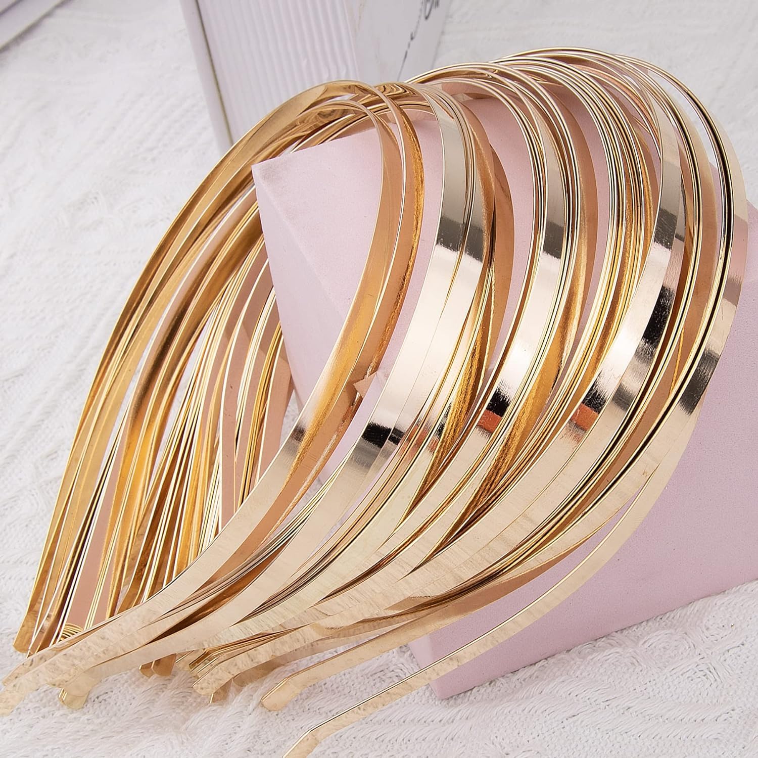 Golden Metal hairband (Pack of 10) | Free size head band for Kids Girls Women and DIY projects