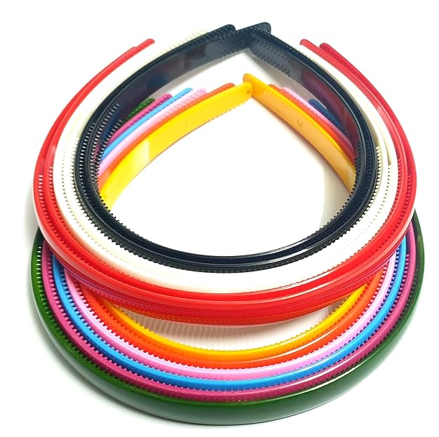 Girls Set Of 12 Multi Color Plastic Hair Bands-random multi colour(wide)