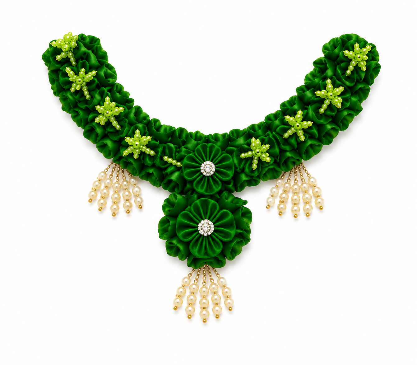 Handmade Green Floral Jewellery Set for Women | Bridal Haldi Mehndi Flower Jewellery | Necklace, Earrings, Maang Tikka & Bangles Set | Wedding & Festive Accessories
