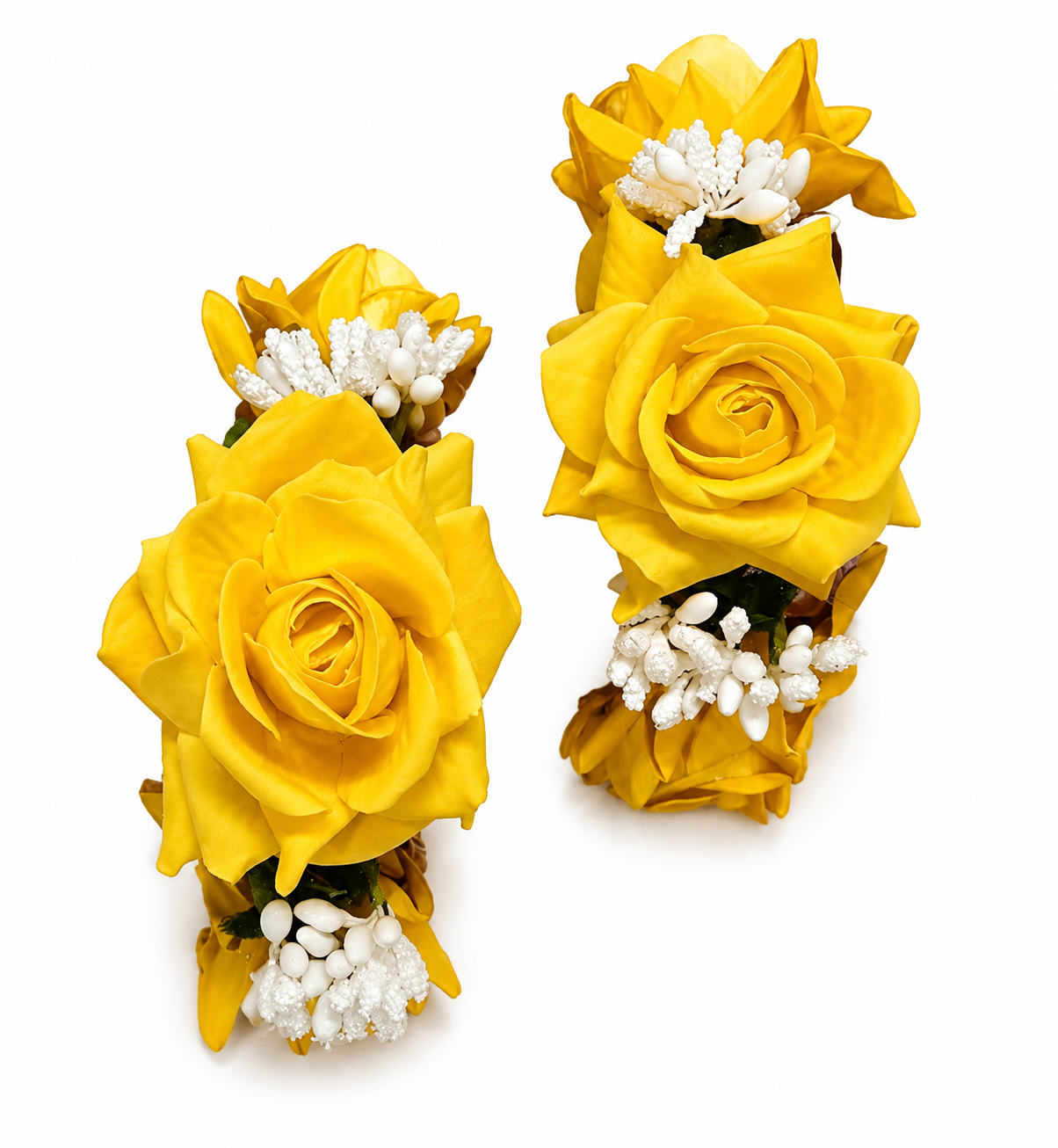 Yellow Rose Floral Bracelet Set | Premium Artificial Flowers | Elegant Hand Accessory | Lightweight & Comfortable | Traditional Floral Wrist Wear for Bridal, Wedding, Festive & Cultural Occasions