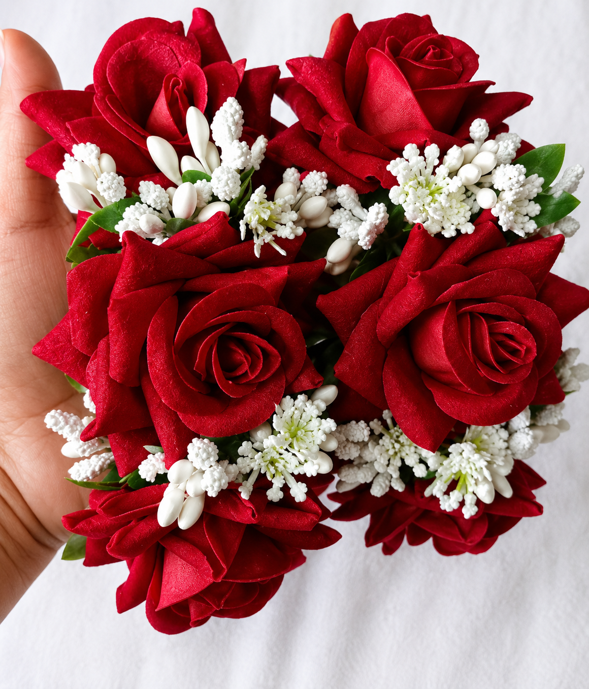 Red Rose Floral Bracelet Set | Premium Artificial Flowers | Elegant Hand Accessory | Lightweight & Comfortable | Traditional Floral Wrist Wear for Bridal, Wedding, Engagement & Festive Occasions