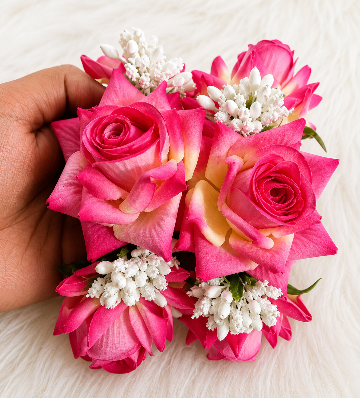 Pink Rose Floral Bracelet Set | Premium Artificial Flowers | Elegant Hand Accessory | Lightweight & Comfortable | Traditional Floral Wrist Wear for Bridal, Wedding, Engagement & Festive Occasions