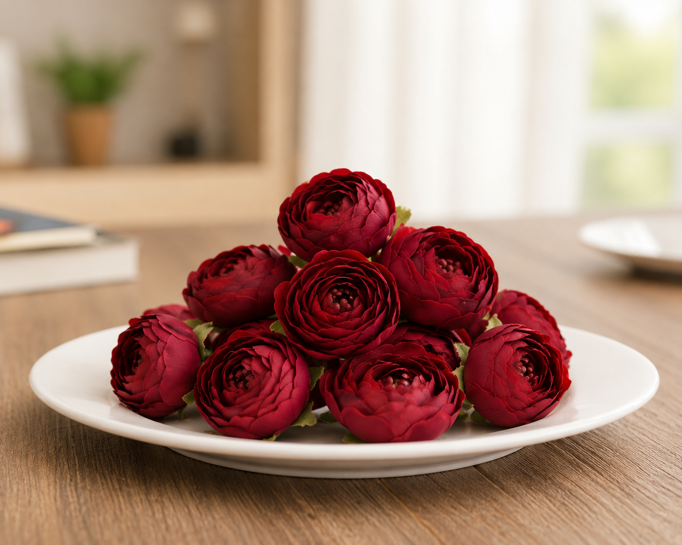 Artificial Peony Rose Flower Heads (Pack of 12) | Premium Fabric Floral Heads | Realistic Red Flowers for Home Décor, Wedding Bouquets, Mandir Pooja, DIY Crafts, Gift Wrapping & Festival Decorations (4 cm)