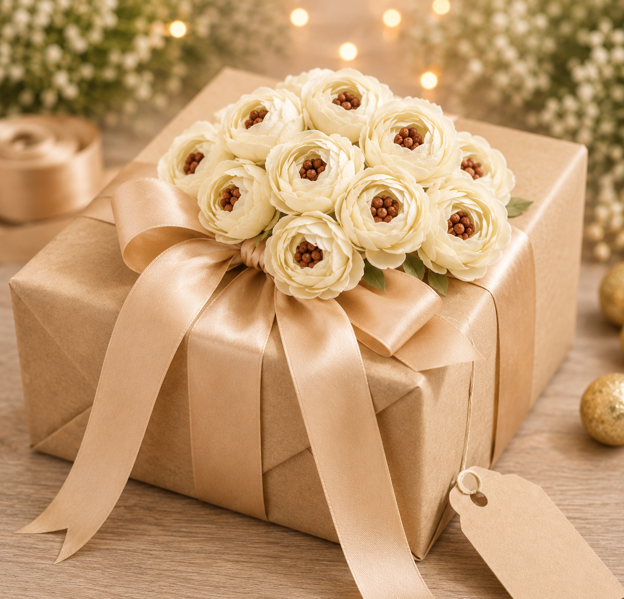 Artificial Ranunculus Flower Heads (Pack of 12) | Premium Fabric Floral Heads | Realistic White Flowers for Home Décor, Wedding Bouquets, Mandir Pooja, DIY Crafts, Gift Wrapping & Festival Decorations
