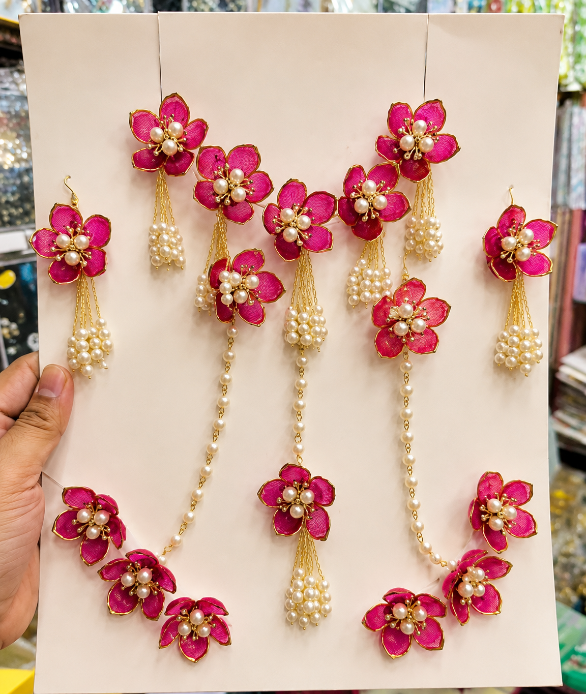 Floral jewellery set, haldi jewellery set, mehendi jewellery, bridal flower jewellery, artificial flower jewellery, wedding jewellery set, floral necklace set, pearl floral jewellery, multicolor jewellery set, flower jewellery for women