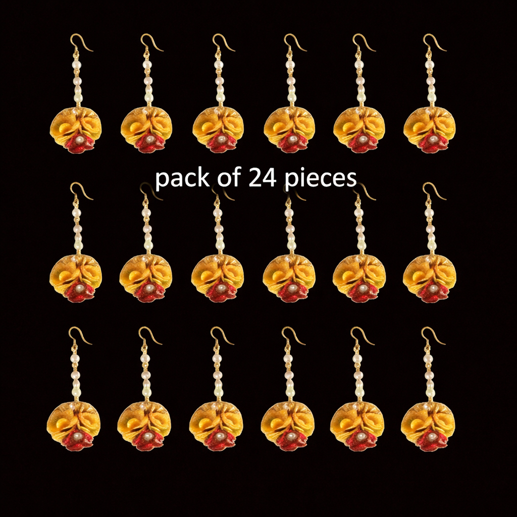 Designer Floral Maang Tikka Set of 24 for Women & Girls | Artificial Flower Bridal Hair Accessories | Bridesmaid Headpieces for Haldi, Mehndi, Weddings & Festive Occasions | Ethnic, Stylish & Lightweight Jewelry