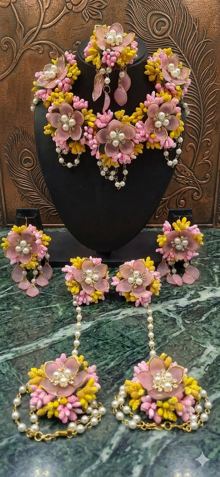ACRYLIC PINK FLOWER HANDMADE Jewellery Sets for Womens