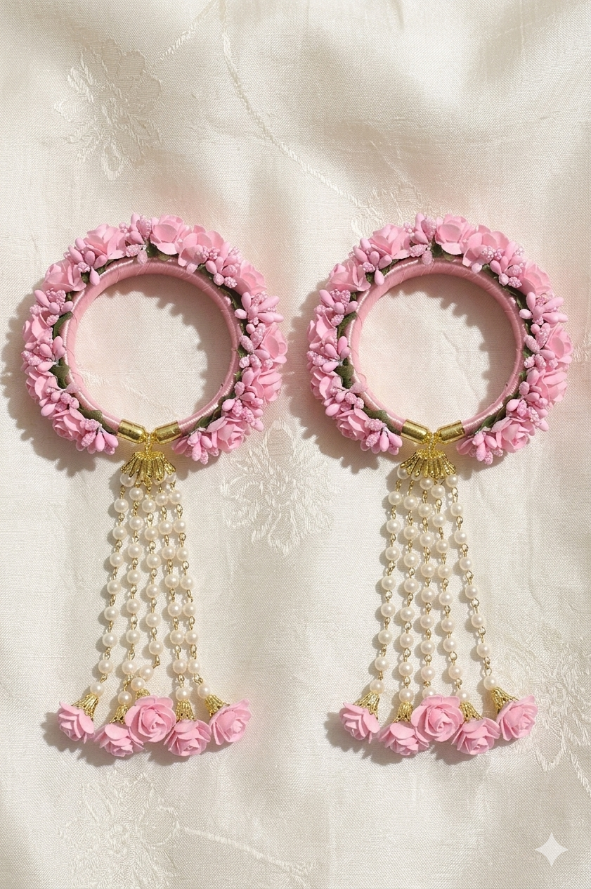 Haldi Bracelet Flower Bracelets for Haldi, Bridal Baby Shower, Mehndi, Godbharai Set For Women And Girls Floral Bangle for women | Haldi kada | latkan Kada for women