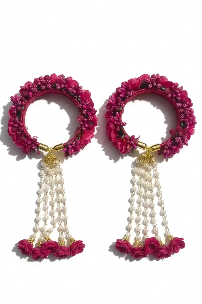 Haldi Bracelet Flower Bracelets for Haldi, Bridal Baby Shower, Mehndi, Godbharai Set For Women And Girls Floral Bangle for women | Haldi kada | latkan Kada for women