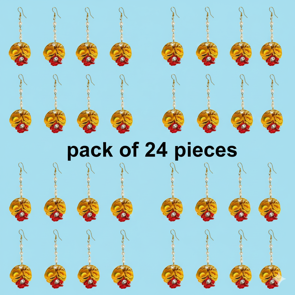 Designer Floral Maang Tikka Set of 24 for Women & Girls | Artificial Flower Bridal Hair Accessories | Bridesmaid Headpieces for Haldi, Mehndi, Weddings & Festive Occasions | Ethnic, Stylish & Lightweight Jewelry