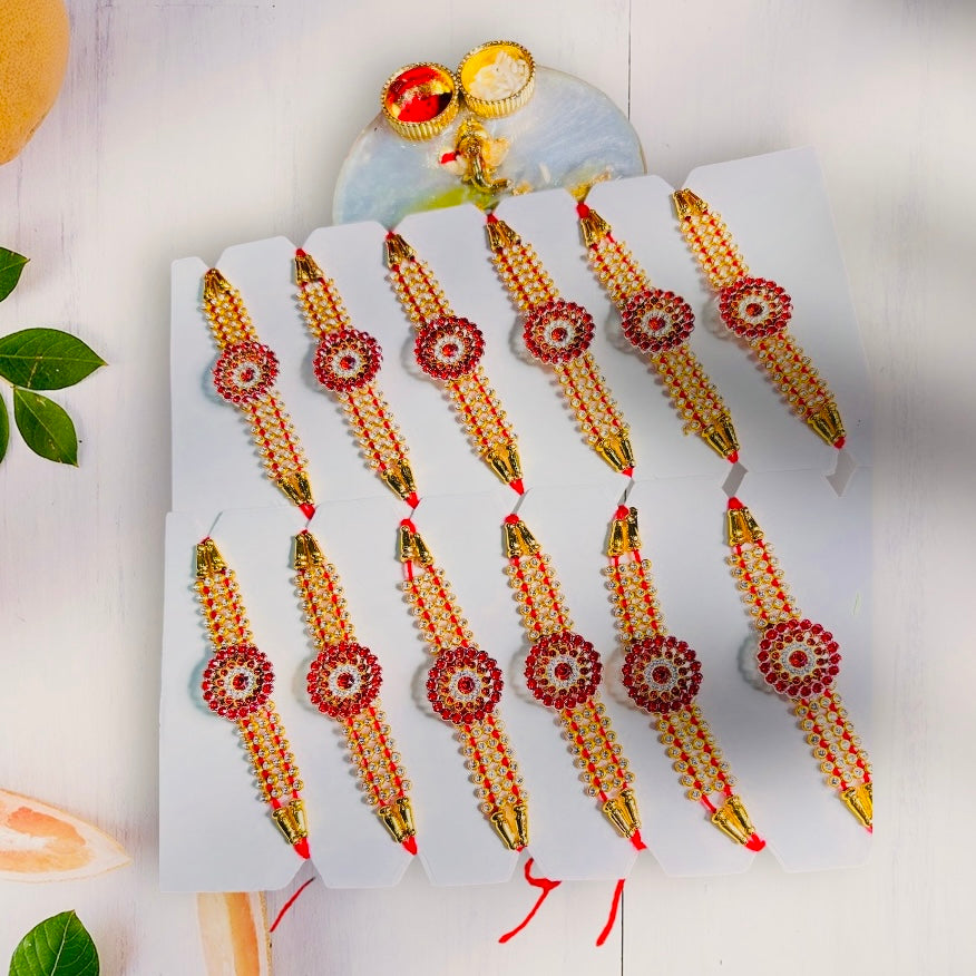 Premium Designer Rakhi Set of 12 for Brother | Raksha Bandhan Special Fancy Rakhi Combo Pack for Boys & Men | Traditional Ethnic Handmade Rakhi with Decorative Beads & Thread | Stylish Festival Gift Rakhi Collection for Bhai/Brothers