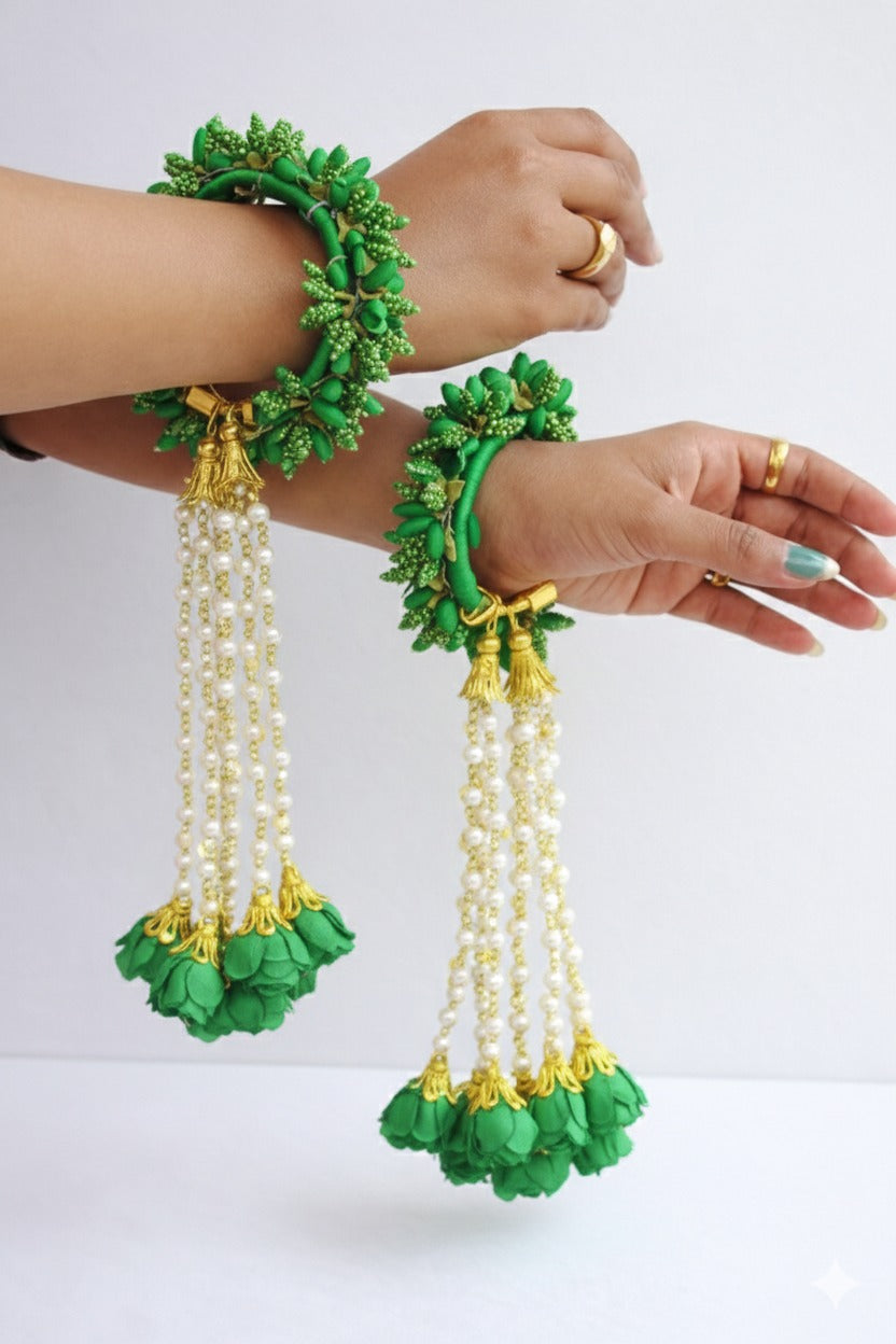 Haldi Bracelet Flower Bracelets for Haldi, Bridal Baby Shower, Mehndi, Godbharai Set For Women And Girls Floral Bangle for women | Haldi kada | latkan Kada for women